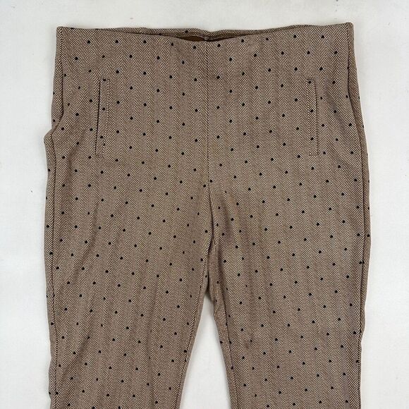 Chico's Brown Herringbone Polka Dot Pull On Straight Leg Pants 16R (3R) Stretch - Picture 4 of 10